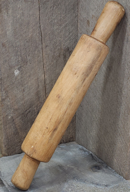 Antique Handmade Primitive One Piece Wood Rolling Pin Old Wooden Kitchen Tool