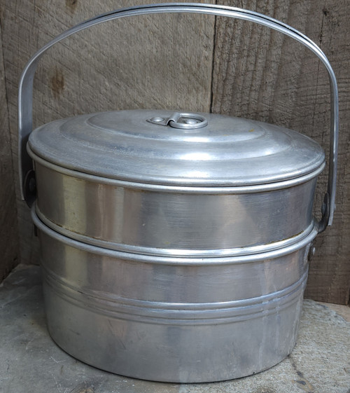 Antique Three Piece Buckeye Aluminum Coal Miner's Lunch Bucket Pail Set Mining