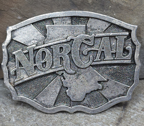 Vintage NorCal Clothing Co. Advertising Logo Pewter Tone Belt Buckle