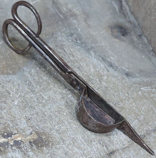 Antique Hand Forged Wrought Iron Candle Wick Trimmer Snuffer Scissors Handmade
