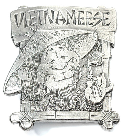 1976 Vintage Great American Buckle Co. Pewter Vietnameese Marijuana Belt Buckle