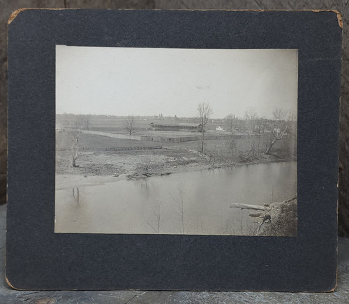 Antique circa 1900 Mounted Photograph Baseball Field with Town in Background PA
