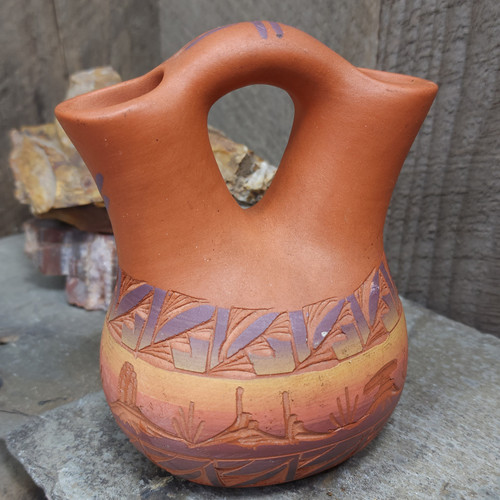 Vintage Mesa Verde Navajo Art Pottery Wedding Vase Rockwell Native American