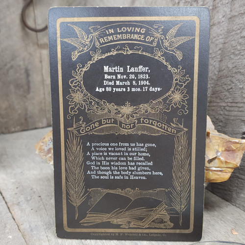 1888 Antique Victorian Funeral Memorial Remembrance Cabinet Card Martin Lauffer