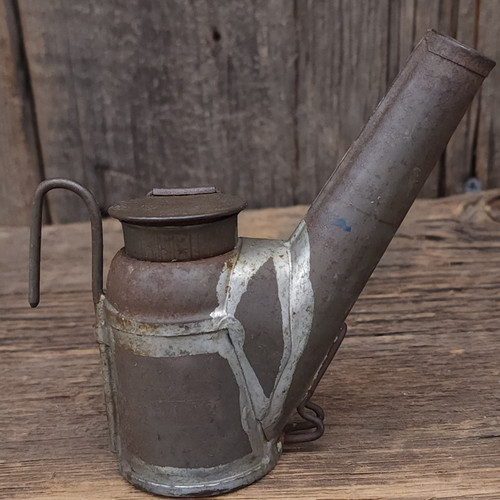 Antique C. George Signed Coal Miner's Oil Wick Lamp Teapot Lantern Hazelton, PA