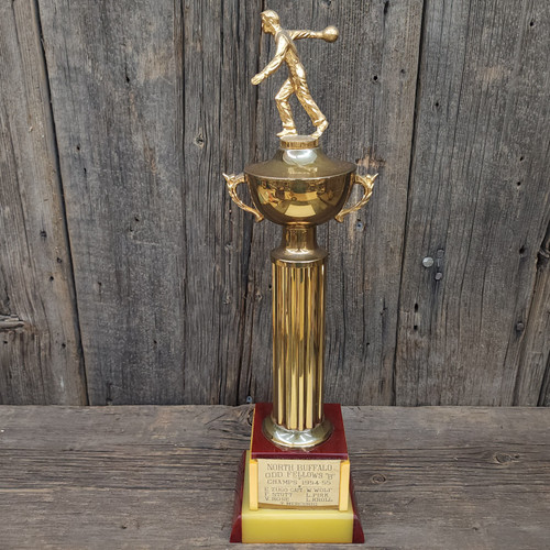 1955 Buffalo Odd Fellows Bowling Trophy Butterscotch Oxblood Bakelite Catalin