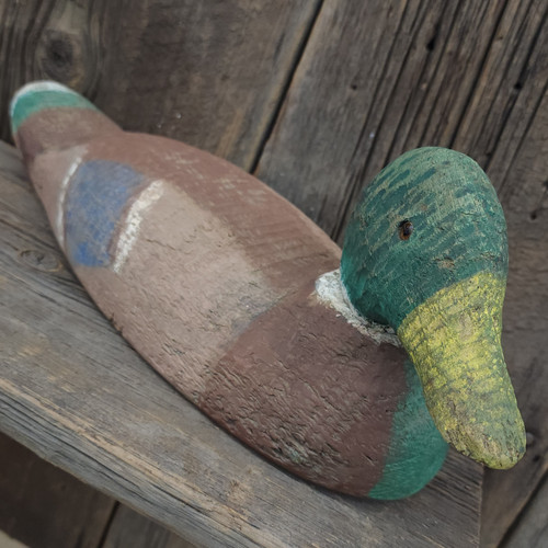 Old Vintage Handmade Wooden Duck Decoy Carved Wood Hunting Mallard Bird