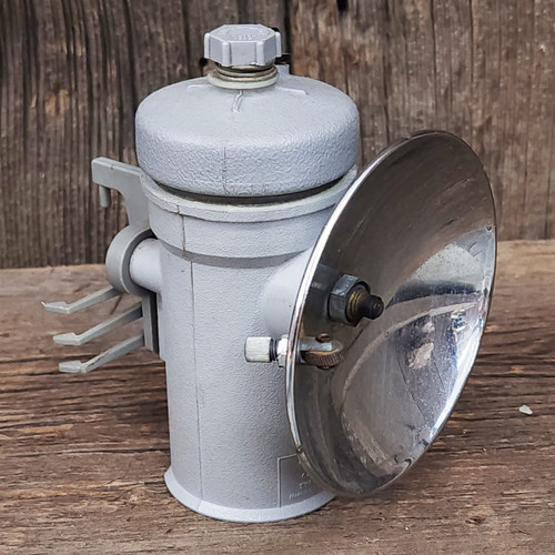 Vintage Justrite Model 3-300 Carbide Light Coal Miner's Helmet Mining Lamp