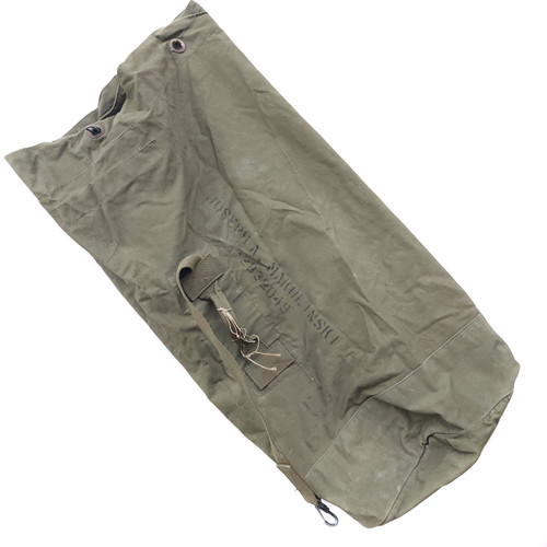 Vintage WW2 Era US Army Air Corps Green Canvas Soldier Duffel Bag Duffle