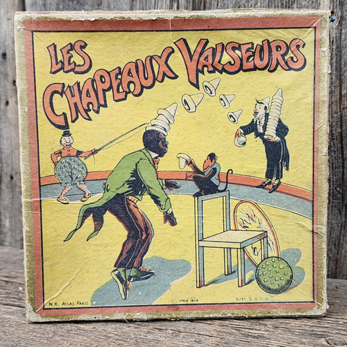 Antique Les Chapeaux Valseurs Dancing Hat Paper Circus Game Black Memorabilia