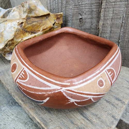 Vintage Handmade Santa Clara Pueblo Red Pottery Bowl Handmade Native American
