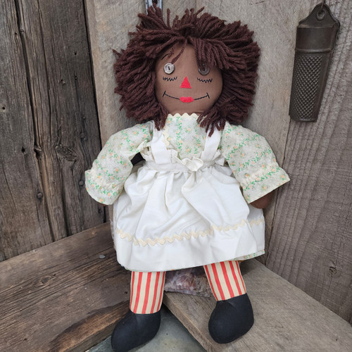 Vintage Black Americana Raggedy Ann Style Cloth Rag Doll Baby African American