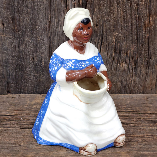 Vintage Ceramic Mammy Shaped Spoon Holder Black Americana Figure Juanita 1945