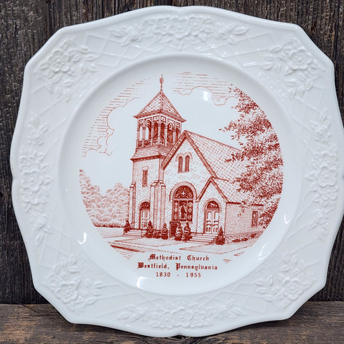 1955 Vintage Methodist Church Decorative Collector Plate Westfield, PA