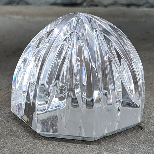 Vintage Signed Ann Mead Clear Glass Rounded Diamond Shaped Art Glass Paperweight