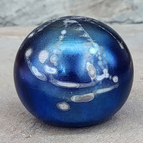 Vintage Robert Coleman Iridescent Cobalt Blue Ball Shaped Art Glass Paperweight