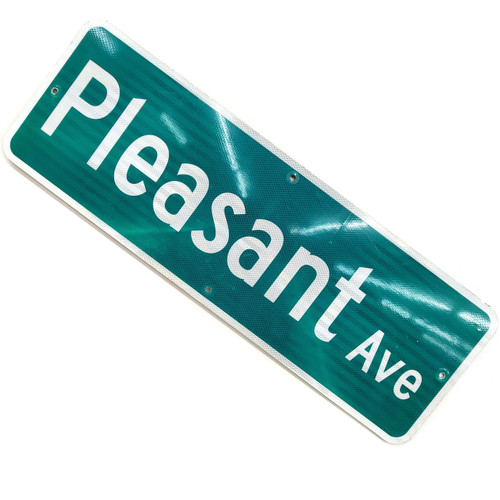 Vintage Pleasant Avenue Ave. Real Obsolete Street Used Retired Road Sign Traffic