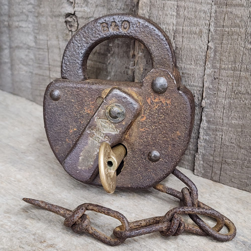 Antique FS Hardware Fraim Slaymaker B&O Railroad Steel Switch Lock & Brass Key