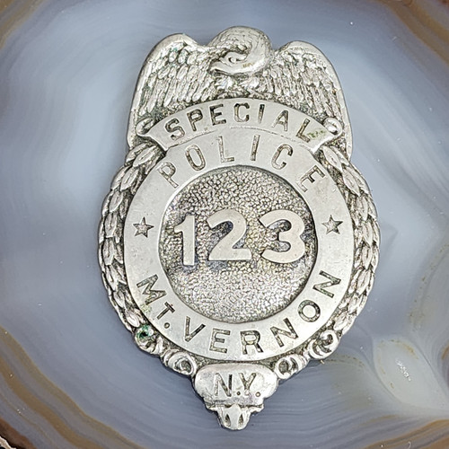 Vintage Obsolete Special Police Uniform Badge Shield Pin Mount Mt. Vernon, NY