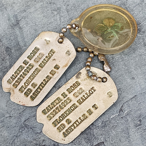 Vintage World War II Era Real Authentic Soldier Dogtags Pair Military Dog Tags