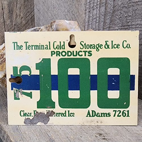 Vintage Terminal Cold Storage & Ice Co. Double Sided Window Ice Delivery Sign