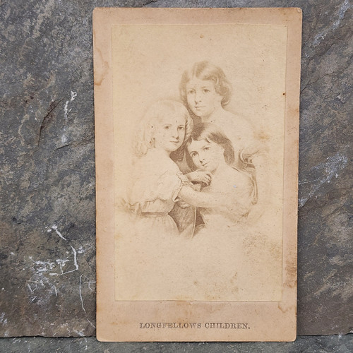 Antique CDV Photo Longfellow's Children Painting Print T. Buchanan Reed Portrait