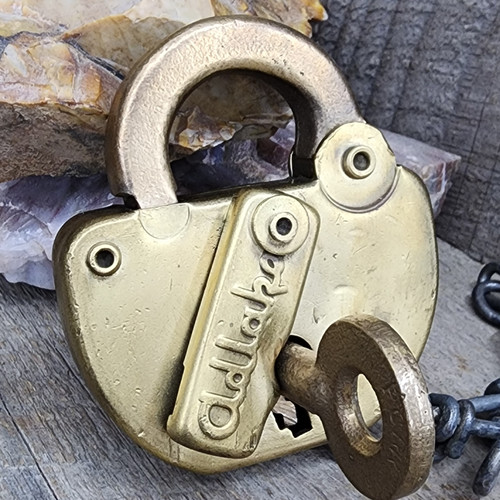 Vintage PCRR Brass Adlake Railroad Switch Lock Working Padlock w/ Matching Key