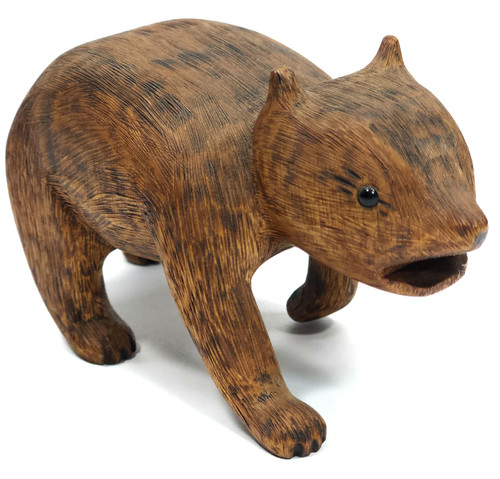 Vintage 1981 Helen Brown Folk Art Black Bear Cub Wood Carving Naïve Newfane NY