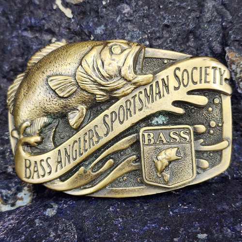 Vintage Bass Anglers Sportsman Society B.A.S.S. Fishing Themed Belt Buckle