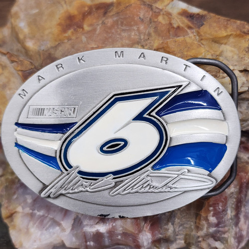 Vintage NOS Unused 2003 Mark Martin Fine Pewter NASCAR Themed Belt Buckle Roush