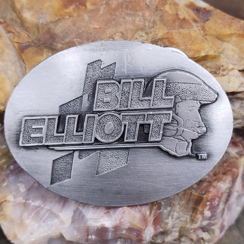 Vintage 1991 Bill Elliott NASCAR Racing Themed Race Car Driver Belt Buckle