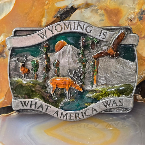 1981 Bergamot Brass Works Siskiyou Wyoming is What America Was Belt Buckle