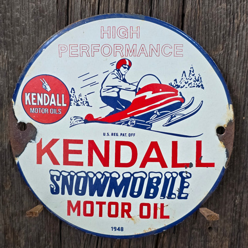 Vintage Kendall Snowmobile Motor Oil Porcelain Advertising Sign 6 Inch Bradford Vintage Kendall Snowmobile Motor Oil Porcelain Advertising Sign 6 Inch Bradford