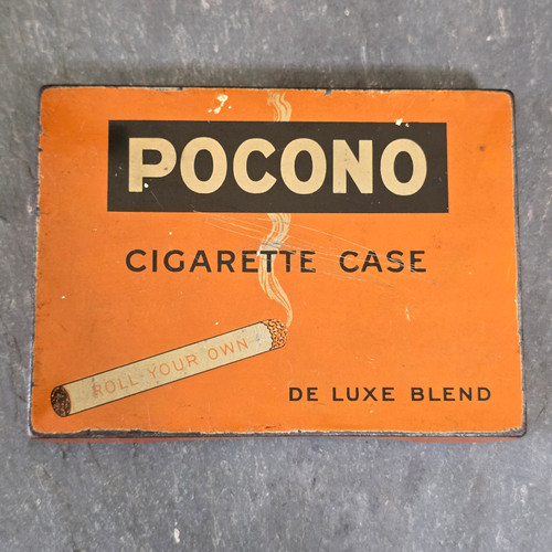 Pocono Cigarette Case DeLuxe Blend Roll Your Own Tobacco Advertising Tin Box