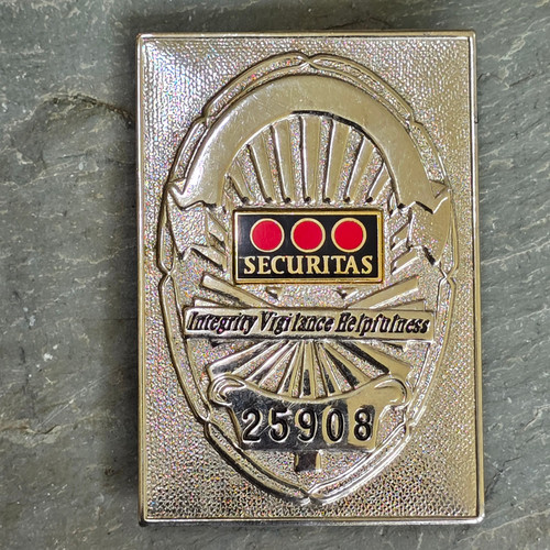 Vintage Securitas Obsolete Retired Security Guard Police Law Enforcement Badge Uniform Pin