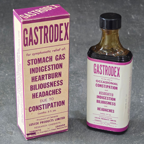 Gastrodex NOS Vintage Banned Quack Medicine Bottle in Original Box Full Cure