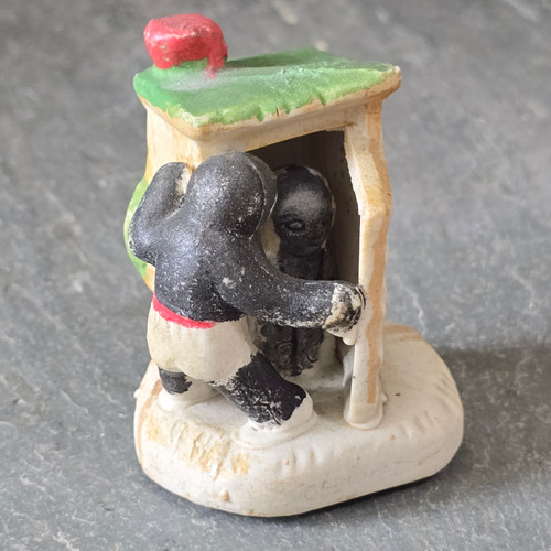 Old Vintage Black Americana Child in Outhouse Ceramic Made in Japan Figure