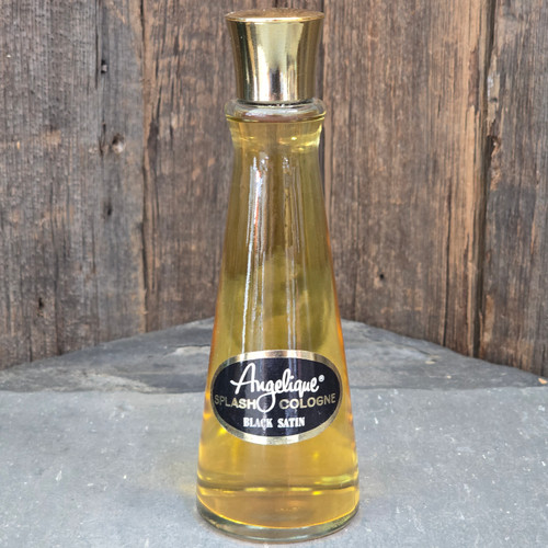 Vintage NOS Angelique Black Satin Splash Cologne Glass Full Perfume Bottle Scent