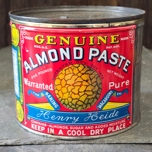 Antique Henry Heide Genuine Almond Paste 5 Pound Advertising Tin Can
