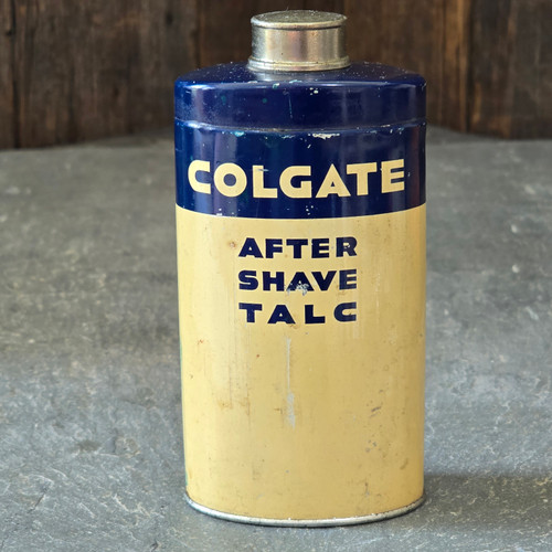 Vintage Colgate After Shave Talc Full Advertising Talcum Powder Can w/ Contents