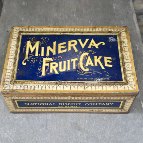 Minerva Fruit Cake National Biscuit Company Antique Nabisco Advertising Tin Box