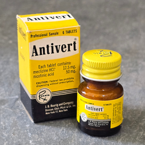 NOS Roeric Antivert Professional Sample Medicine Bottle in Original Box Pills