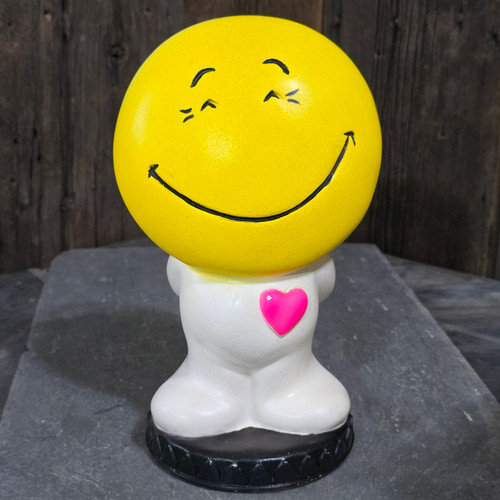 1971 Vintage Play Pal Plastics Inc. Retro Smiley Face Blow Mold Change Bank