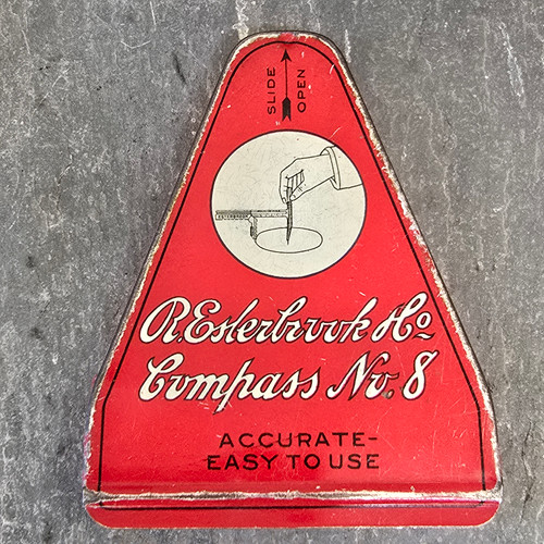 Antique Esterbrook Compass No. 8 Circle Drawing Drafting Tool Advertising Tin