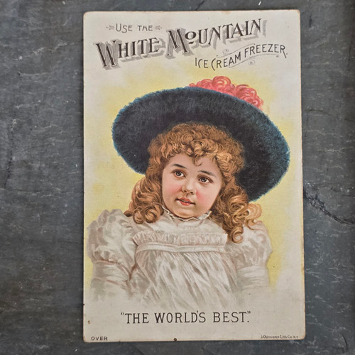 White Mountain Ice Cream Freezer Maker World's Best Victorian Trade Card Girl