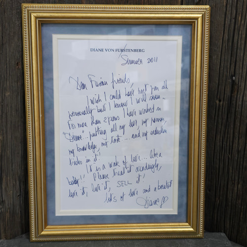 2011 Vintage Hand-Written & Signed Diane Von Furstenberg Framed Letter Autograph