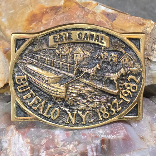 Erie Canal Sesquicentennial Buffalo NY 1832-1982 Vintage Belt Buckle & Pouch
