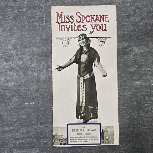 1915 Miss Spokane Invites You Washington Travel Brochure Erie Railroad Indian