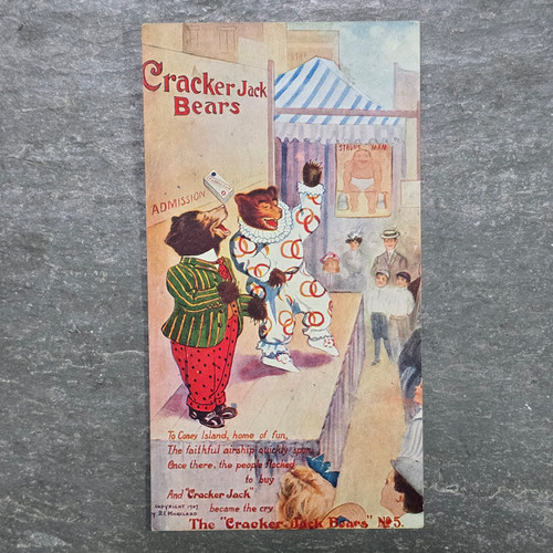 1907 Cracker Jack Bears #5 Coney Island Sideshow Antique Advertising Postcard 1907 Cracker Jack Bears #5 Coney Island Sideshow Antique Advertising Postcard