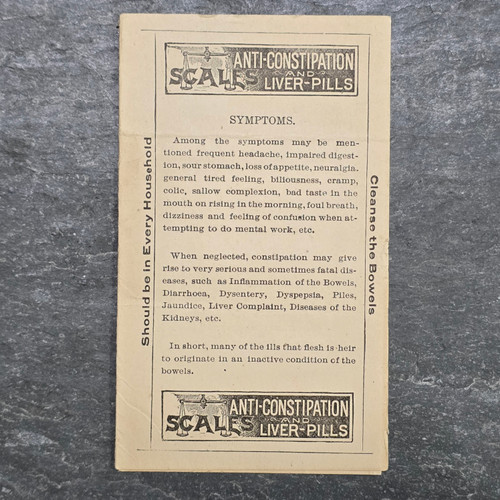 Antique Scales Brand Anti-Constipation and Liver Pills Quack Medicine Paper Antique Scales Brand Anti-Constipation and Liver Pills Quack Medicine Paper